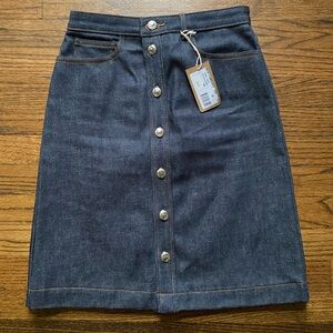 A.P.C. Dark Denim Skirt with Button Front